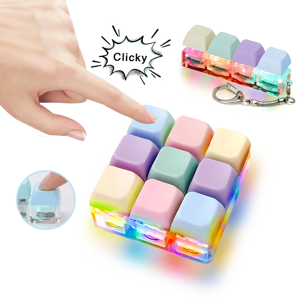 Office Tech Accessories - 4/9 Keys LED Light-Up Keychain Keyboard